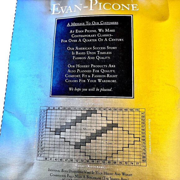 Evan-Picone Vintage Pantyhose MALLARD BLUE + VANILLA Lace Control size AMPLE - Picture 11 of 12